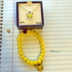 Pikachu sterling silver necklace and bracelet